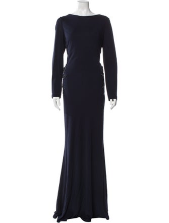 Badgley Mischka Bateau Neckline Long Dress