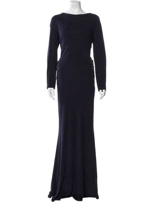 Badgley Mischka Bateau Neckline Long Dress
