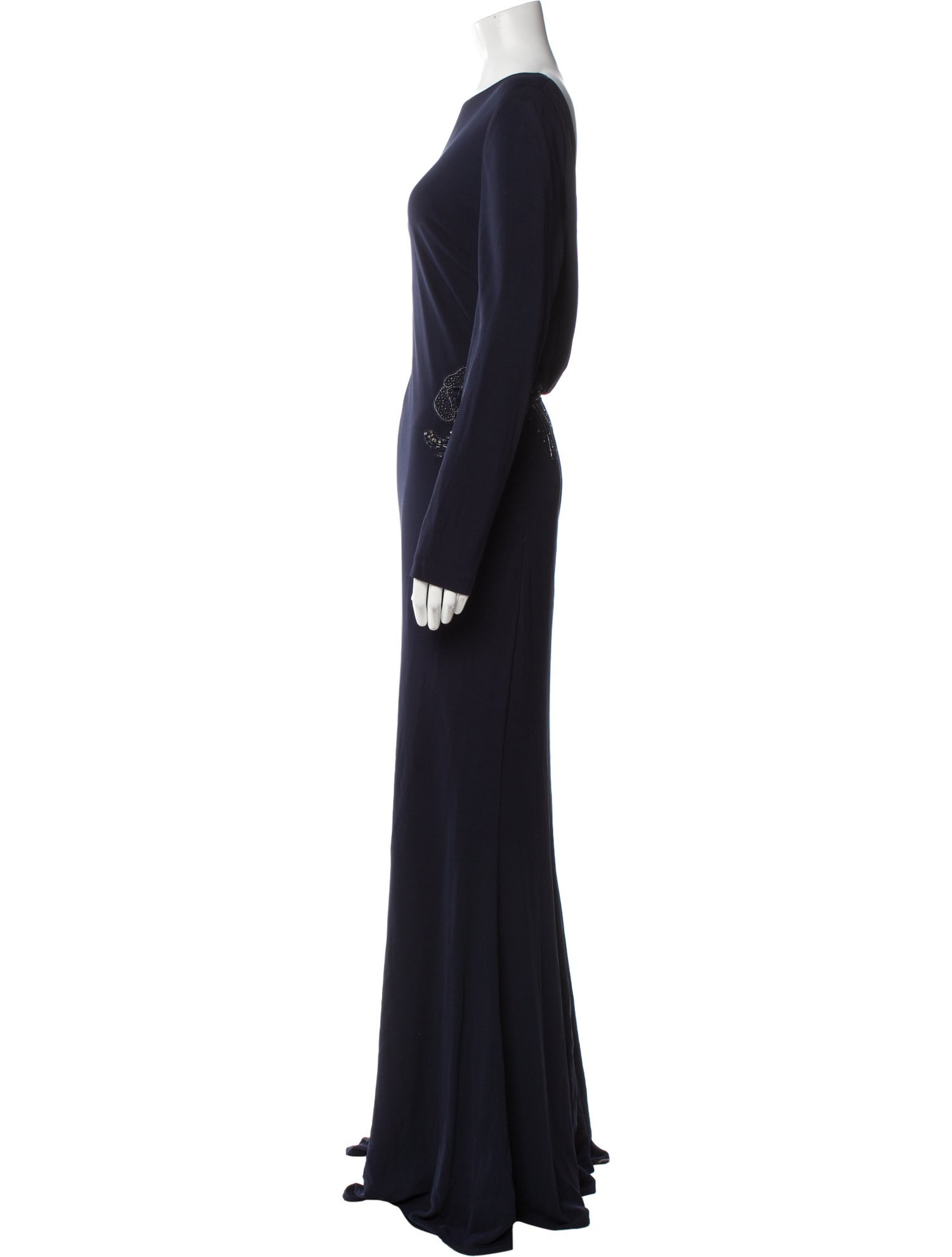 Badgley Mischka Bateau Neckline Long Dress
