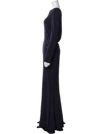 Badgley Mischka Bateau Neckline Long Dress