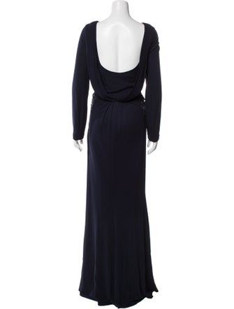 Badgley Mischka Bateau Neckline Long Dress