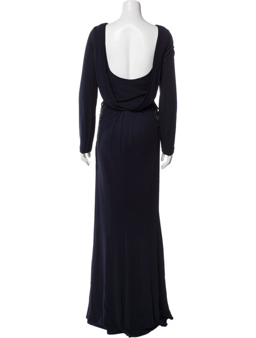 Badgley Mischka Bateau Neckline Long Dress