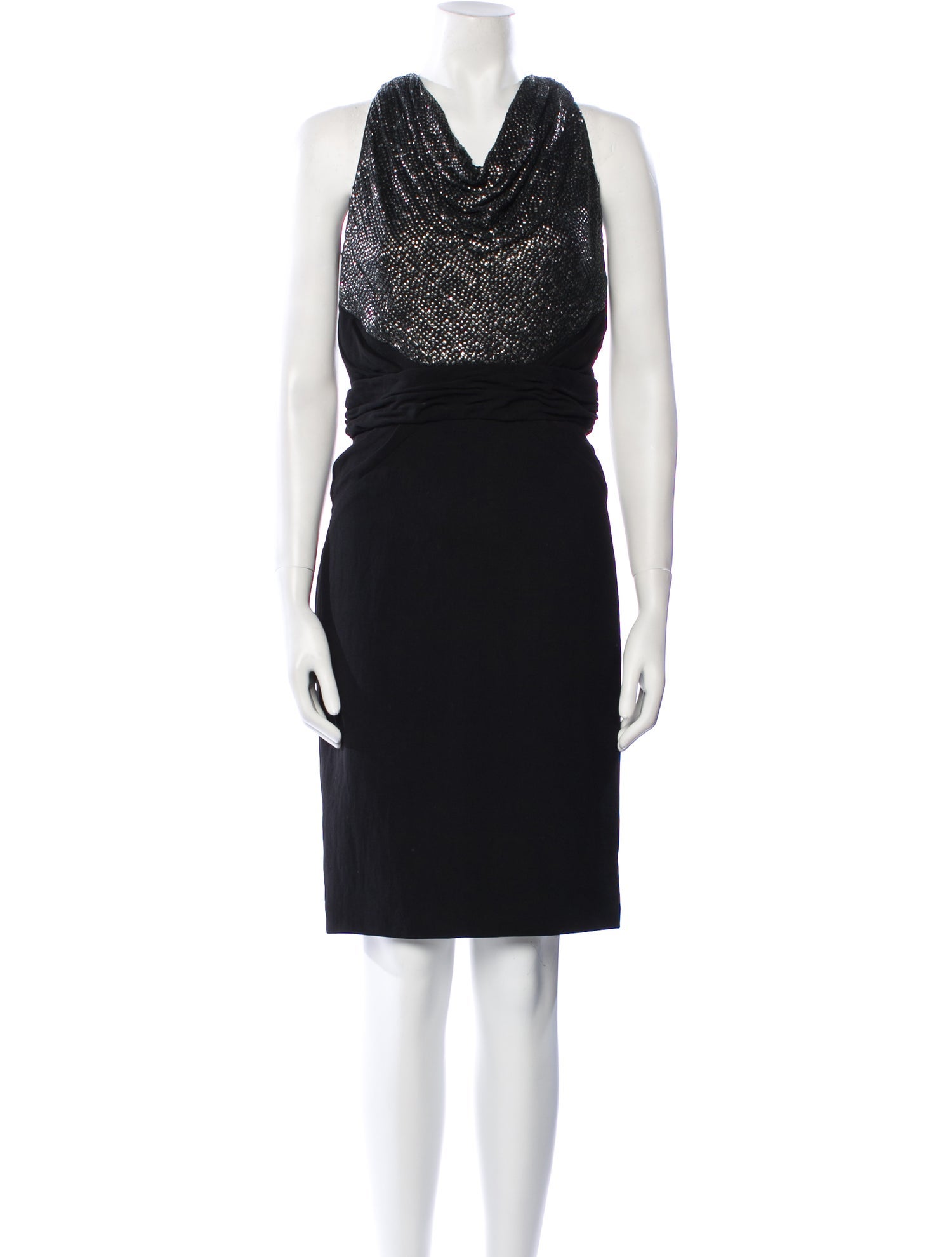 Badgley Mischka Cowl Neck Knee-Length Dress