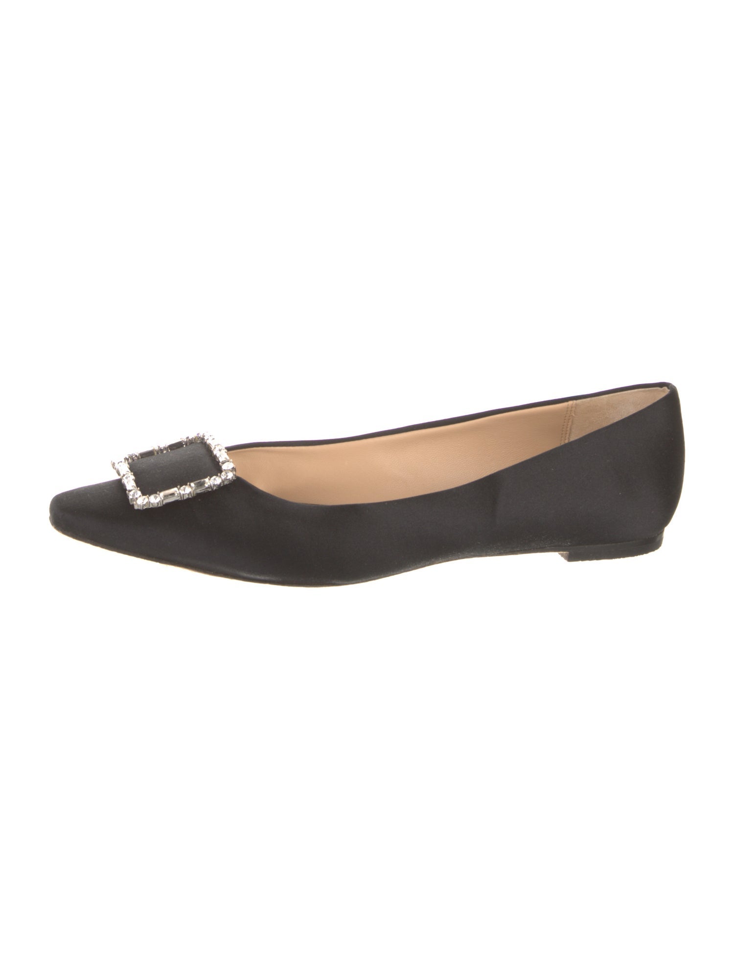 Badgley Mischka Satin Crystal Embellishments Ballet Flats