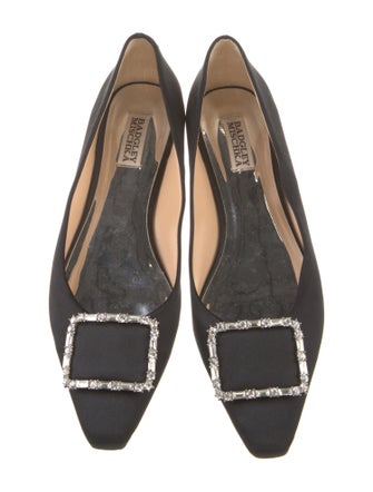 Badgley Mischka Satin Crystal Embellishments Ballet Flats