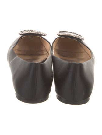 Badgley Mischka Satin Crystal Embellishments Ballet Flats