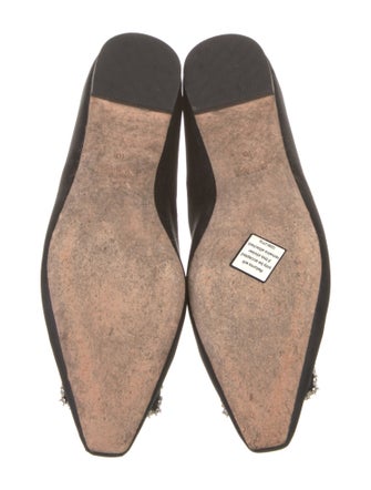Badgley Mischka Satin Crystal Embellishments Ballet Flats