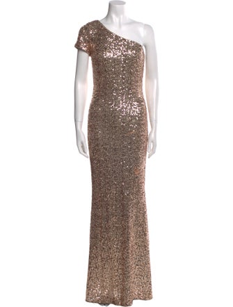 Badgley Mischka One-Shoulder Long Dress