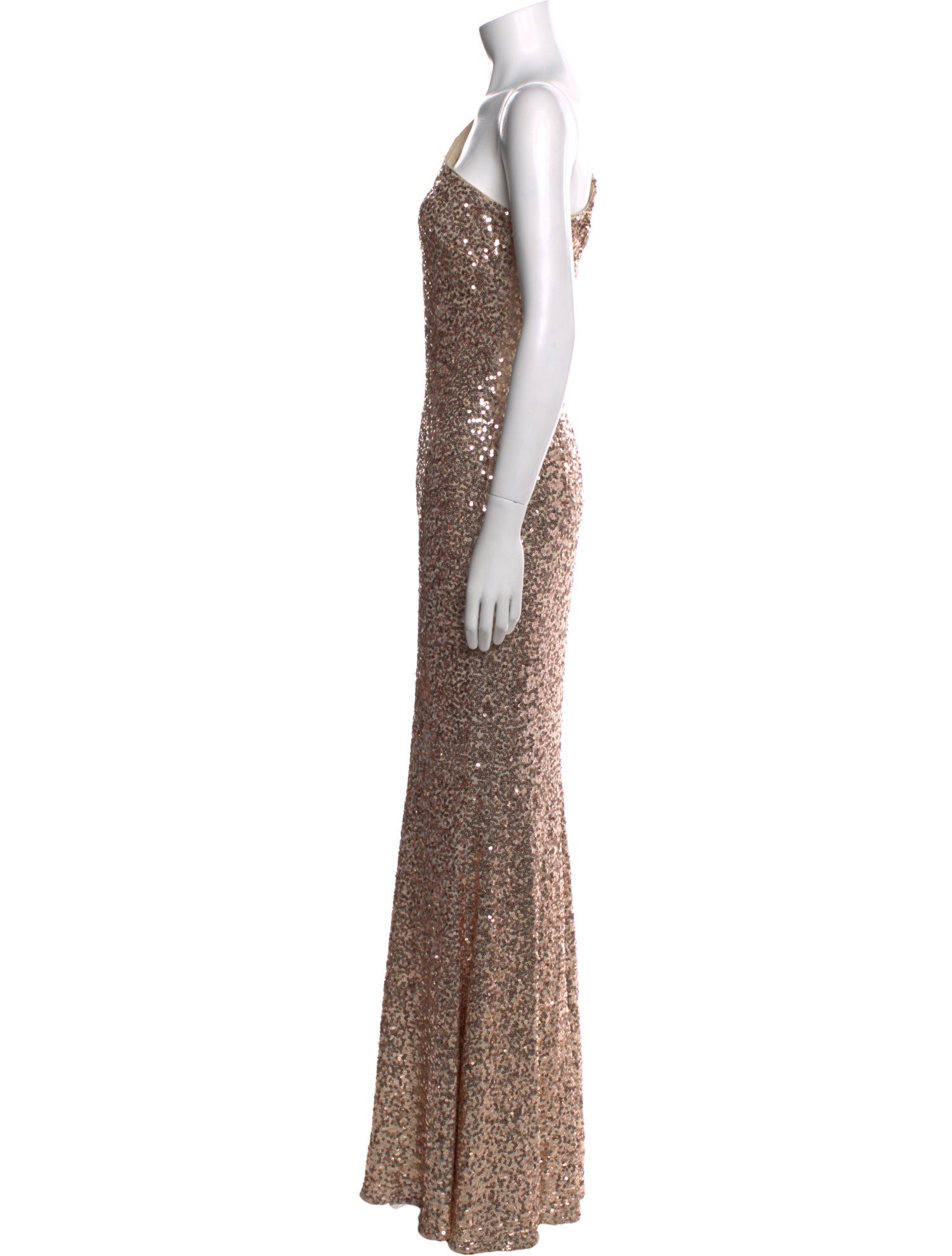 Badgley Mischka One-Shoulder Long Dress