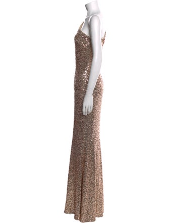 Badgley Mischka One-Shoulder Long Dress
