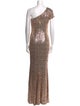 Badgley Mischka One-Shoulder Long Dress