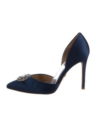 Badgley Mischka Satin Crystal Embellishments D'Orsay Pumps