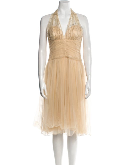 Badgley Mischka V-Neck Midi Length Dress