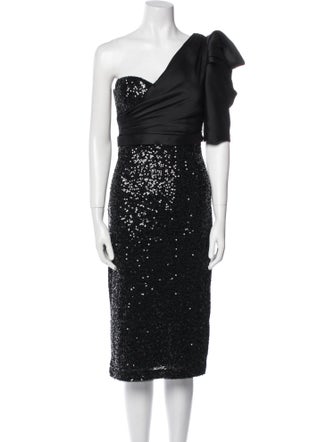 Badgley Mischka One-Shoulder Knee-Length Dress