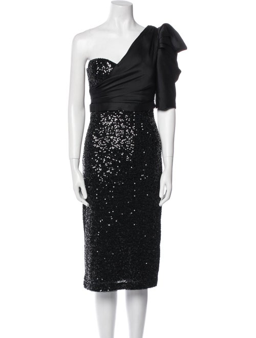 Badgley Mischka One-Shoulder Knee-Length Dress
