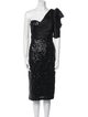 Badgley Mischka One-Shoulder Knee-Length Dress