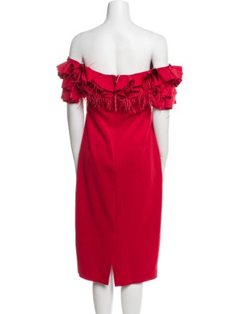 Badgley Mischka Off-The-Shoulder Knee-Length Dress