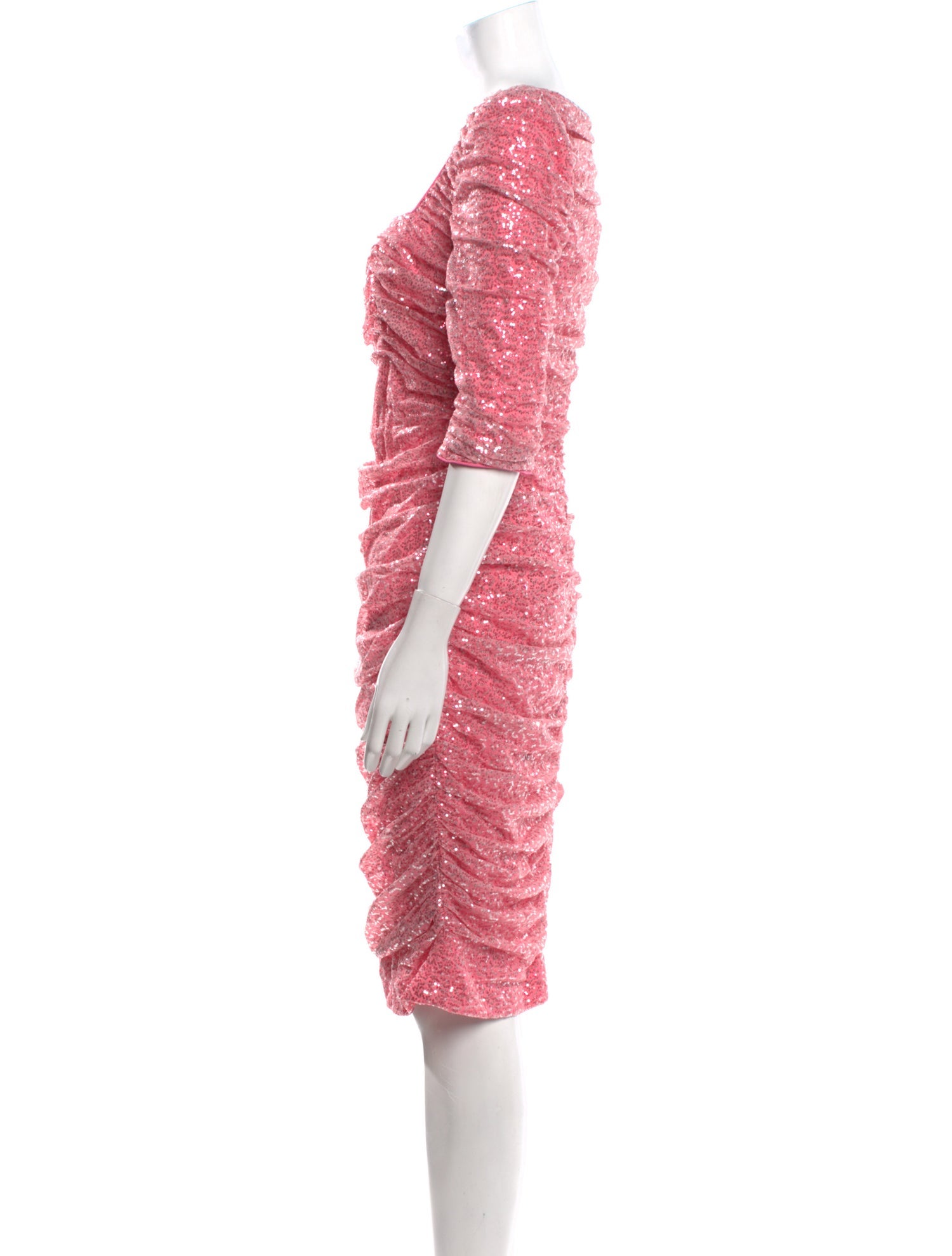 Badgley Mischka Square Neckline Knee-Length Dress