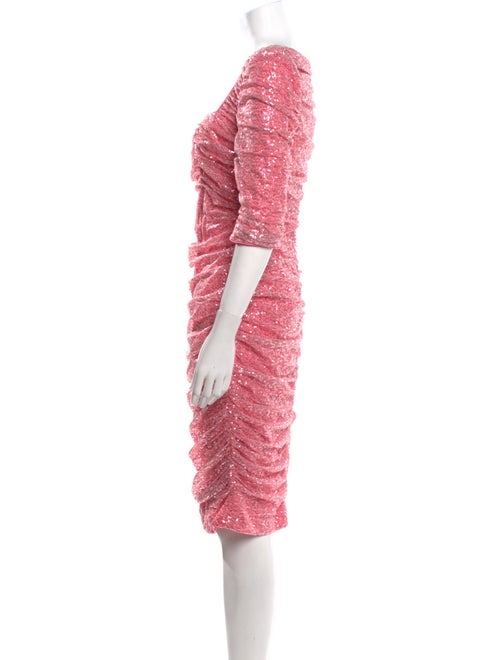 Badgley Mischka Square Neckline Knee-Length Dress