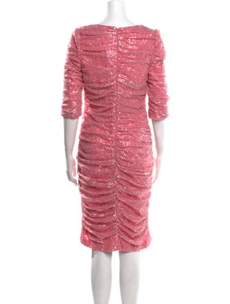 Badgley Mischka Square Neckline Knee-Length Dress