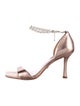 Badgley Mischka Leather Crystal Embellishments Sandals