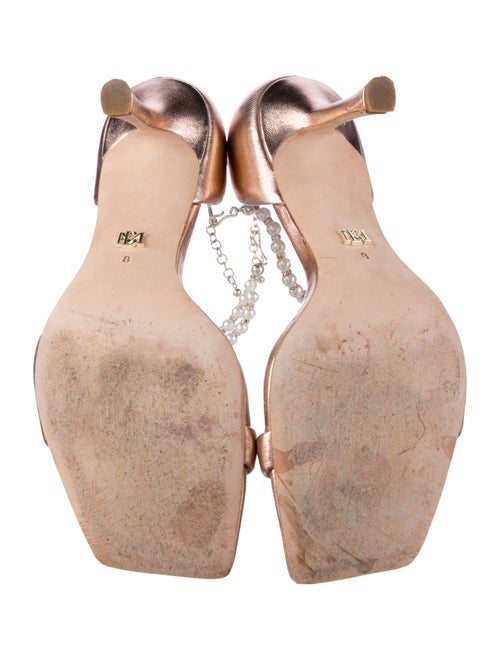 Badgley Mischka Leather Crystal Embellishments Sandals