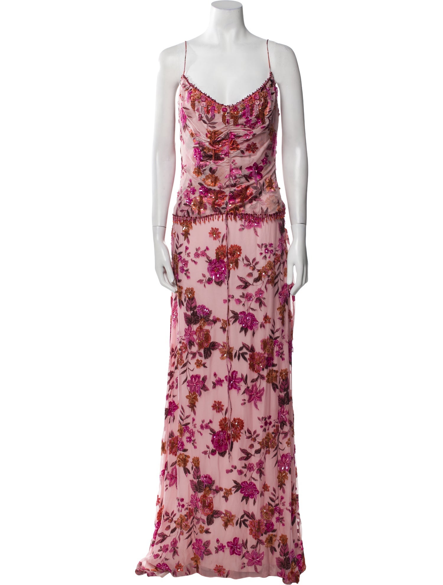 Badgley Mischka Floral Print Long Dress