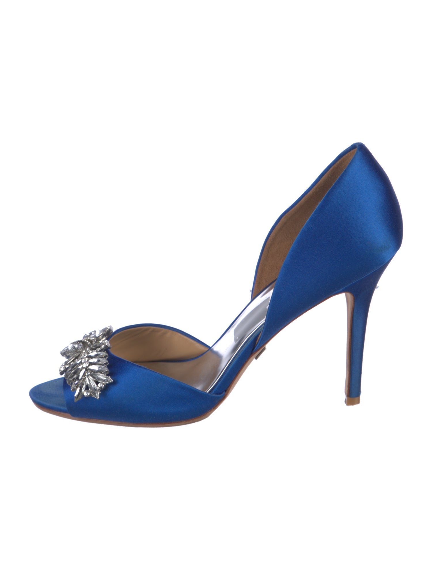 Badgley Mischka Satin Crystal Embellishments D'Orsay Pumps