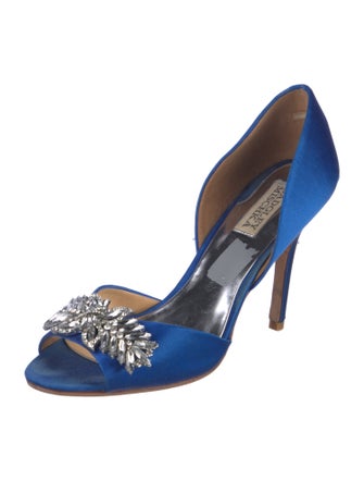 Badgley Mischka Satin Crystal Embellishments D'Orsay Pumps