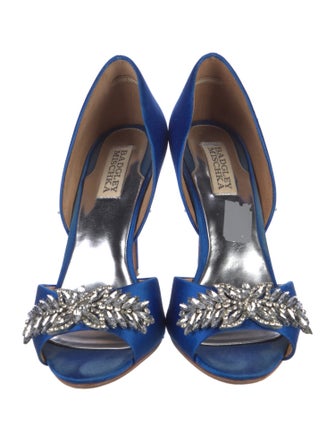 Badgley Mischka Satin Crystal Embellishments D'Orsay Pumps