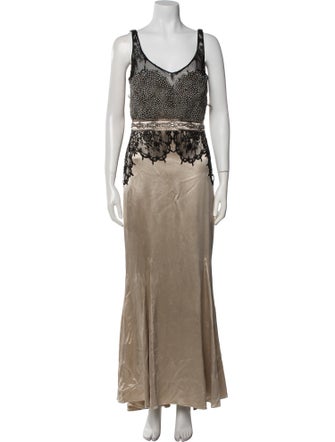 Badgley Mischka Printed Long Dress