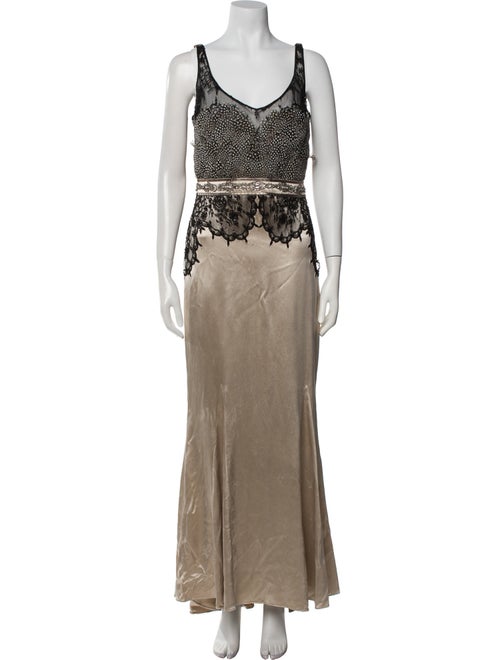 Badgley Mischka Printed Long Dress