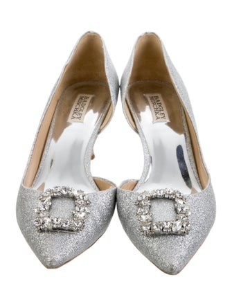Badgley Mischka Glitter Crystal Embellishments D'Orsay Pumps
