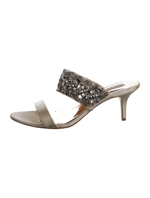 Badgley Mischka Satin Crystal Embellishments Slides