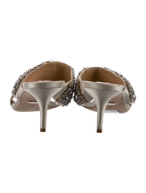 Badgley Mischka Satin Crystal Embellishments Slides