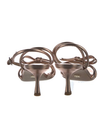 Badgley Mischka Faux Pearl Accents Leather Slingback Sandals