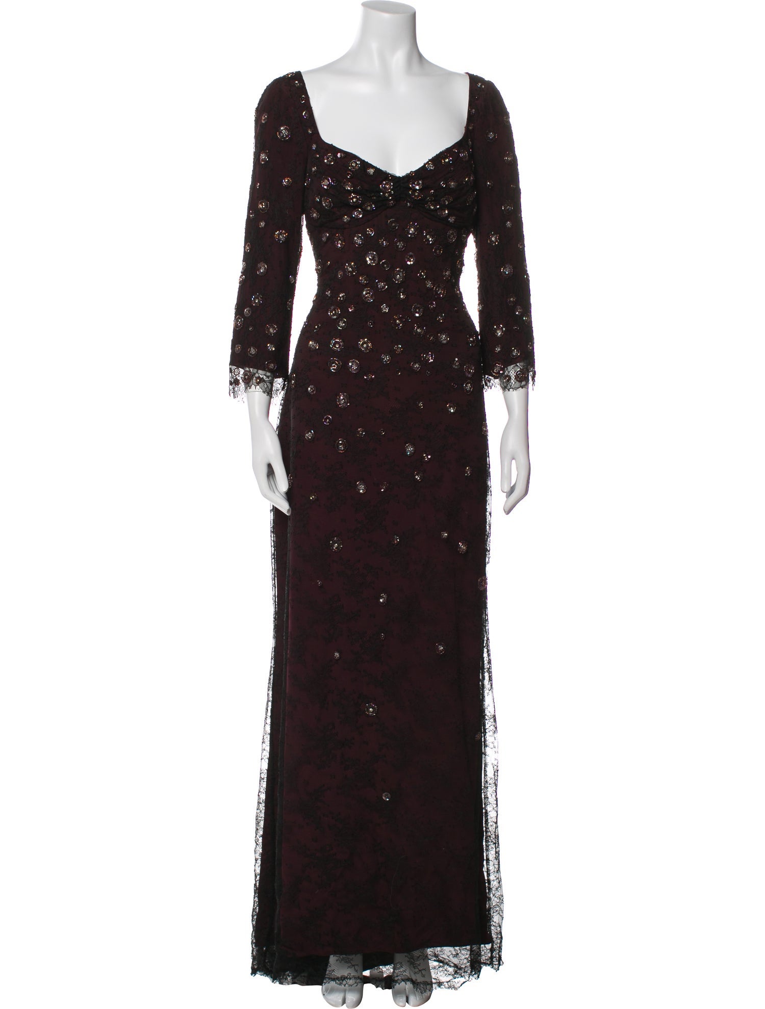 Badgley Mischka Lace Pattern Long Dress