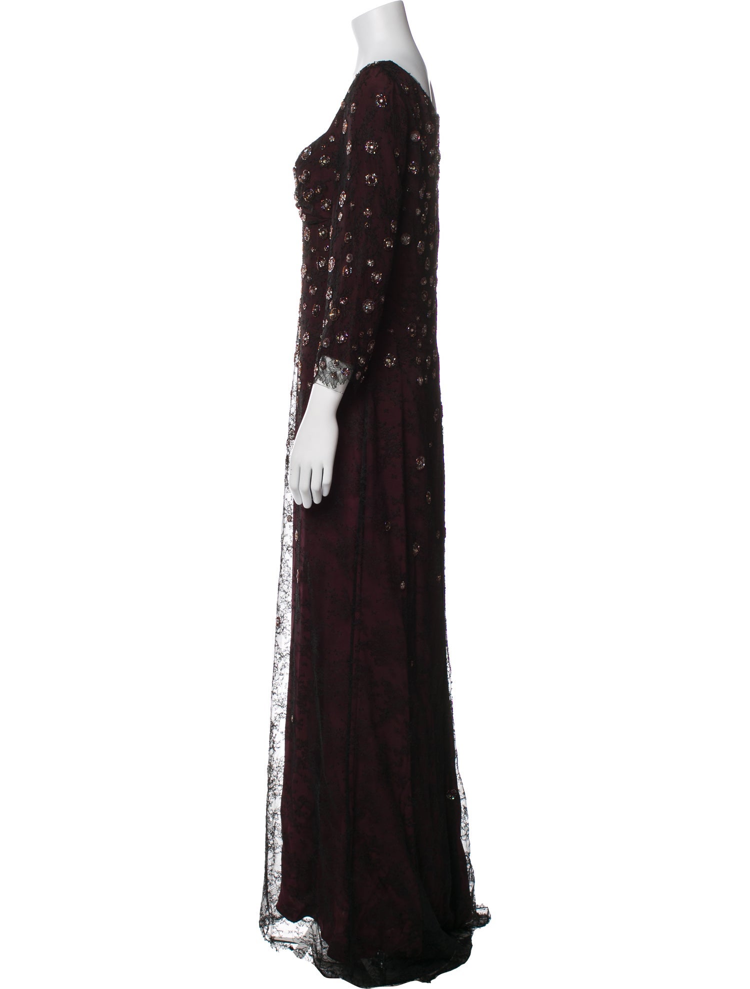 Badgley Mischka Lace Pattern Long Dress