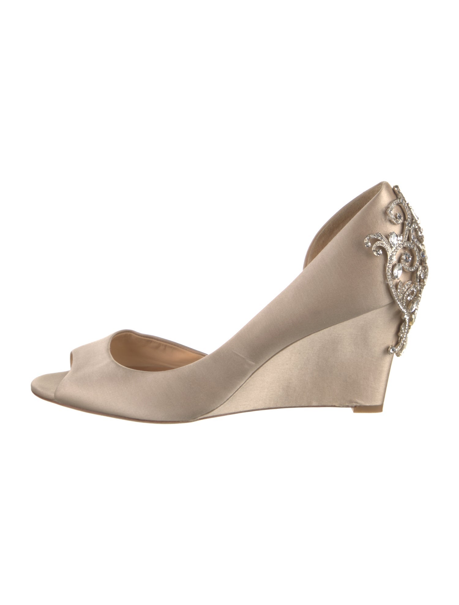 Badgley Mischka Satin Crystal Embellishments D'Orsay Pumps