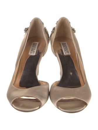 Badgley Mischka Satin Crystal Embellishments D'Orsay Pumps