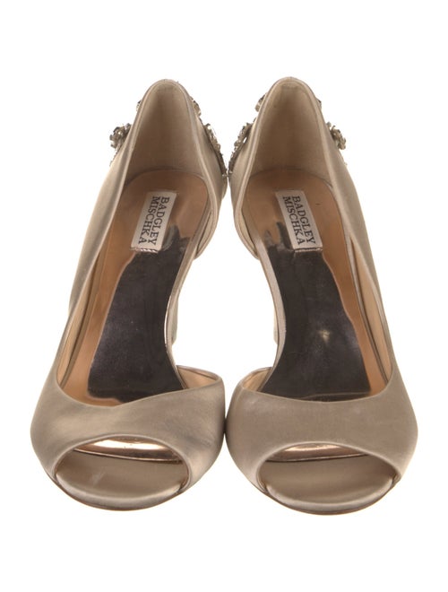 Badgley Mischka Satin Crystal Embellishments D'Orsay Pumps