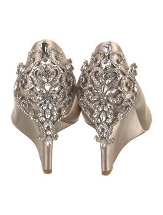 Badgley Mischka Satin Crystal Embellishments D'Orsay Pumps