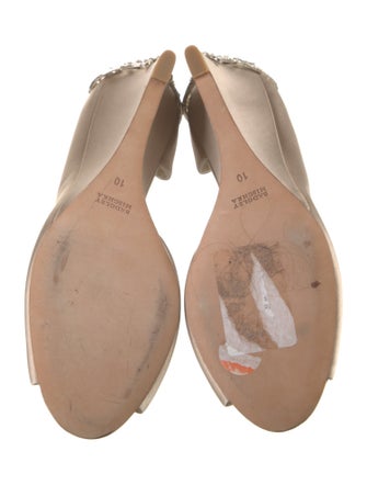 Badgley Mischka Satin Crystal Embellishments D'Orsay Pumps