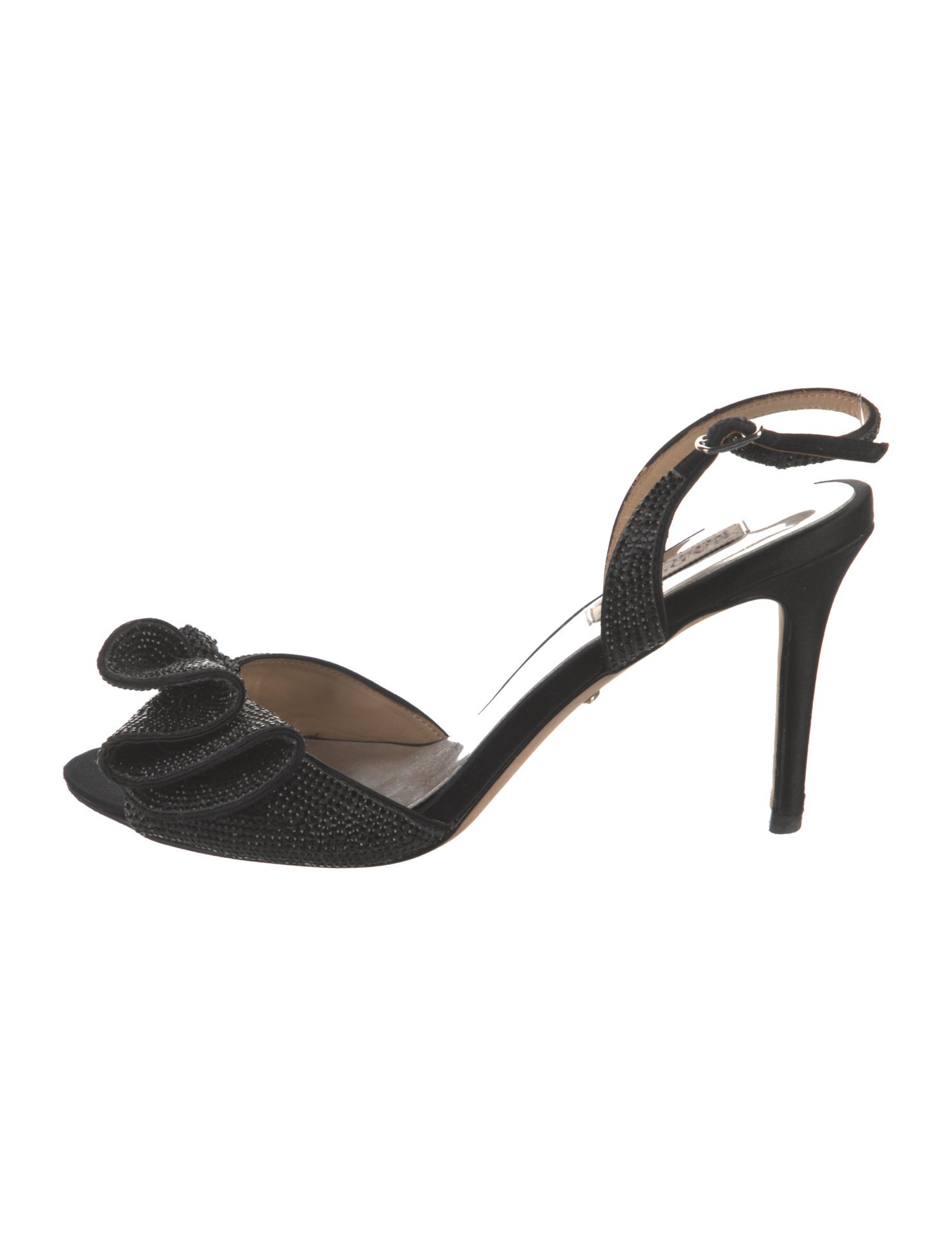 Badgley Mischka Satin Crystal Embellishments Slingback Sandals