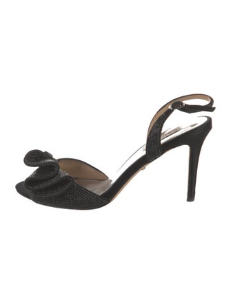 Badgley Mischka Satin Crystal Embellishments Slingback Sandals