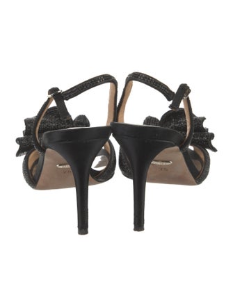 Badgley Mischka Satin Crystal Embellishments Slingback Sandals