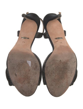 Badgley Mischka Satin Crystal Embellishments Slingback Sandals