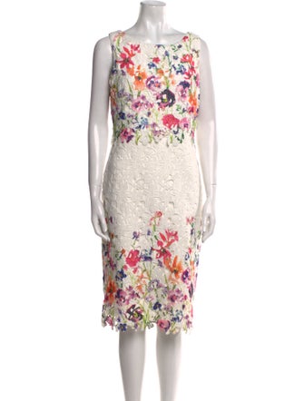 Badgley Mischka Floral Print Knee-Length Dress