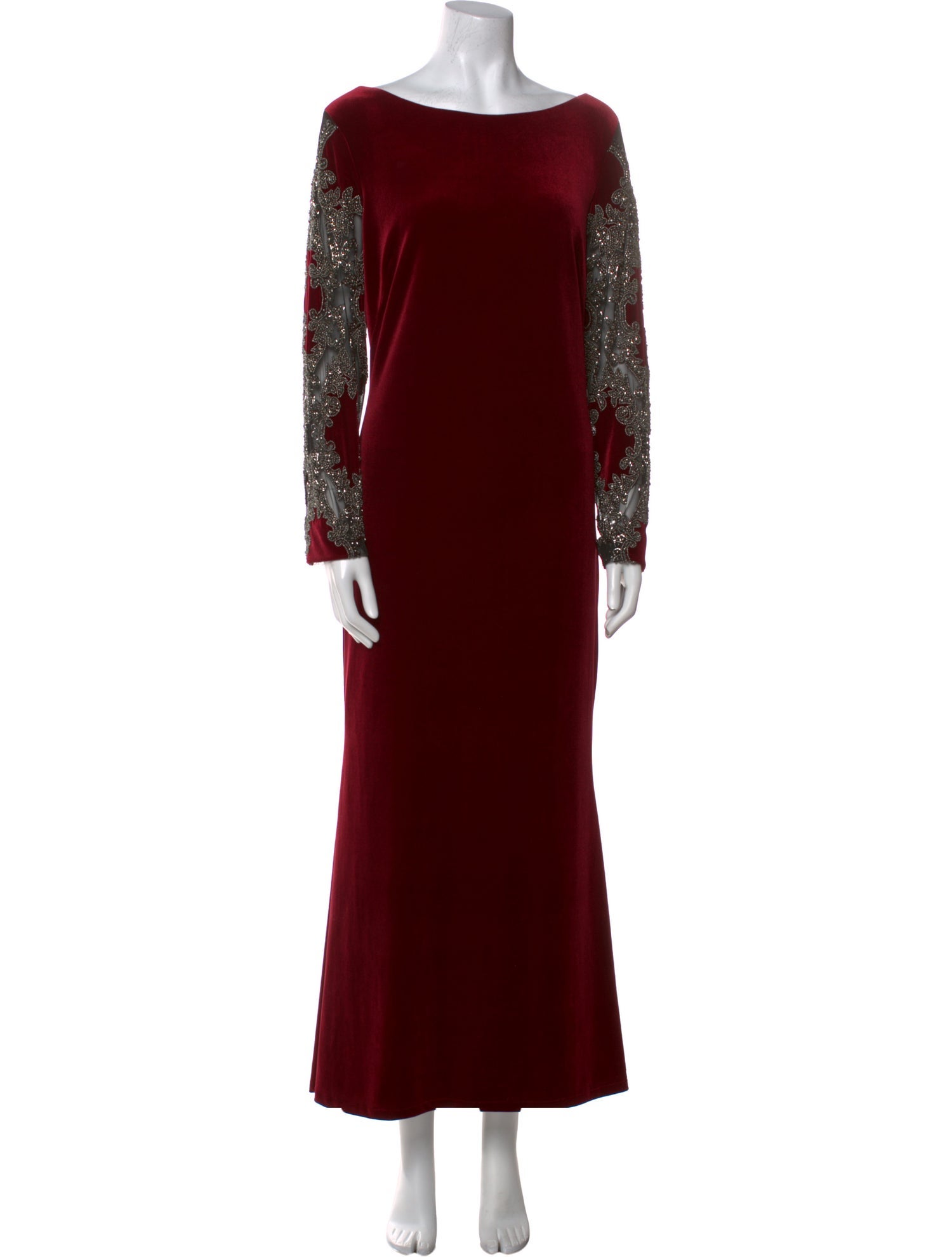 Badgley Mischka Bateau Neckline Long Dress