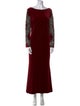 Badgley Mischka Bateau Neckline Long Dress